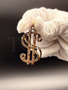 14K Yellow Gold Dollar Sign Pendant